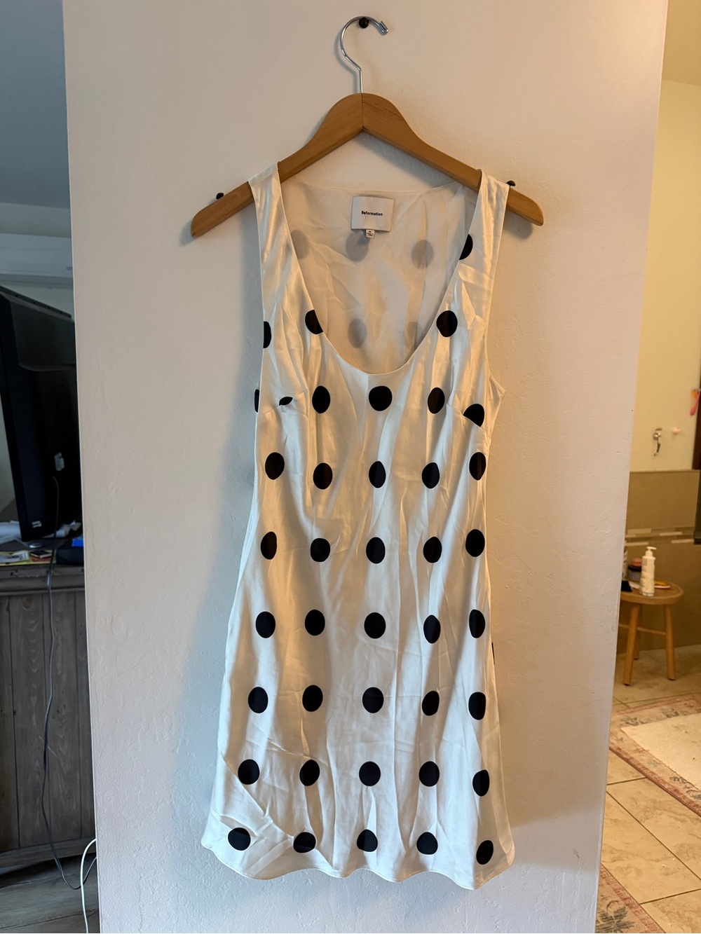 Reformation Eden White Polka Dot Mini Dress